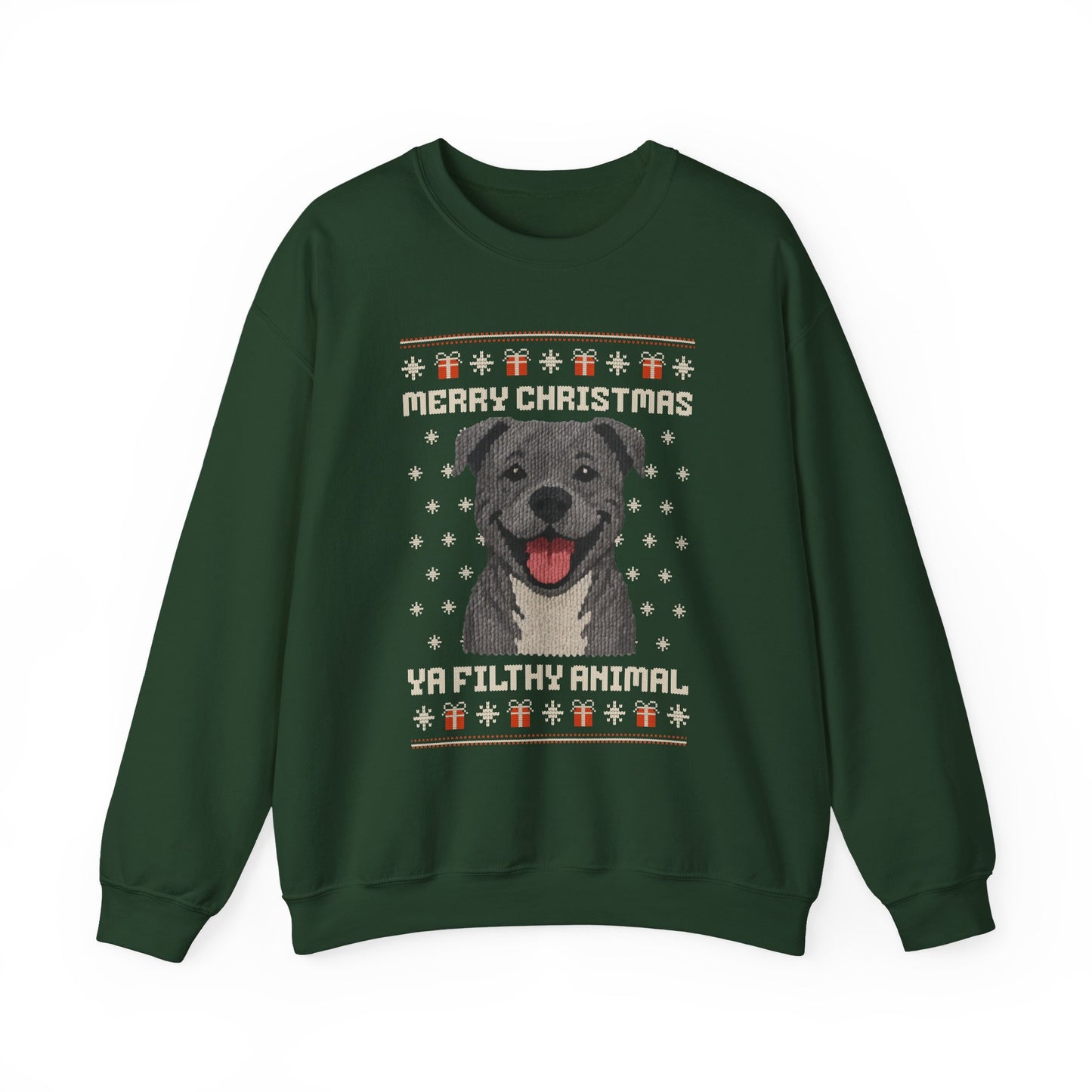 Pit Bull Merry Christmas Ya Filthy Animal Ugly Christmas Sweatshirt