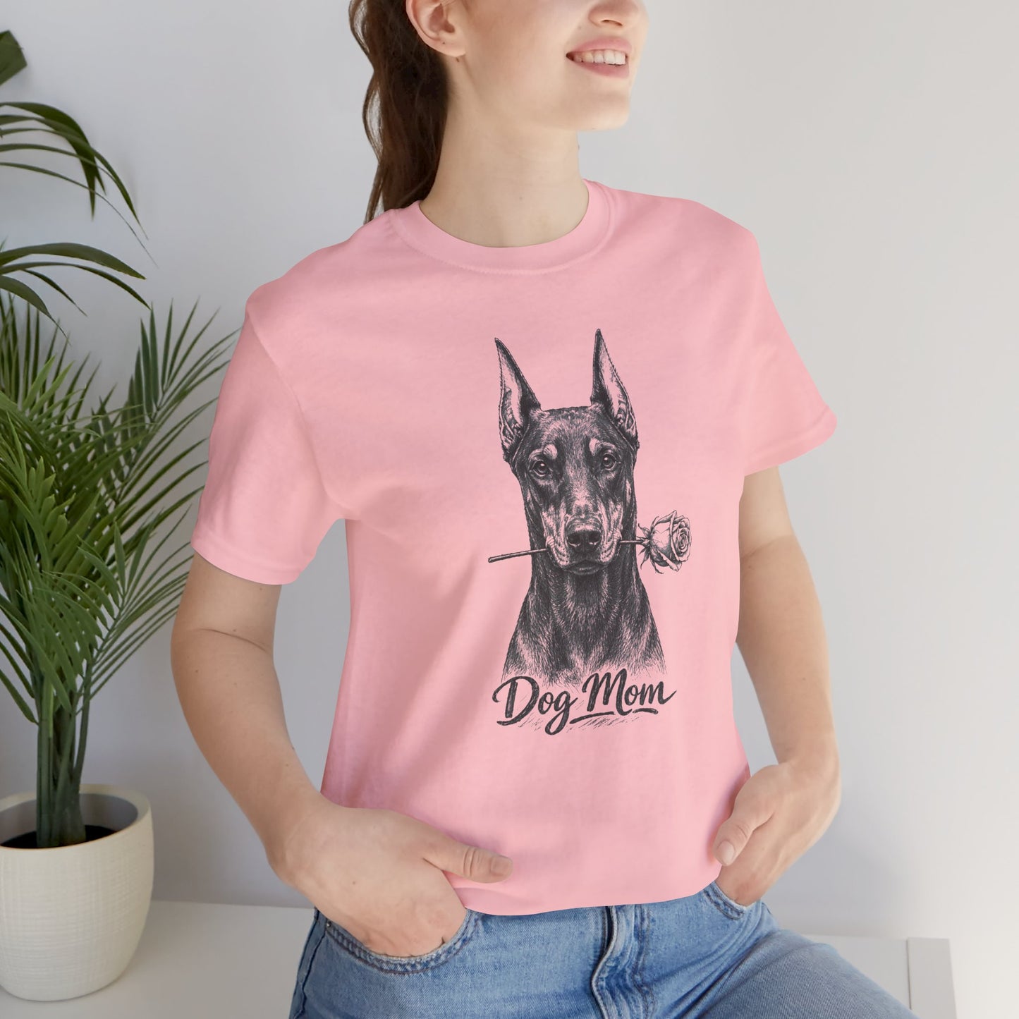 Doberman Dog Mom T-Shirt (Rose Collection) - Cropped Ears