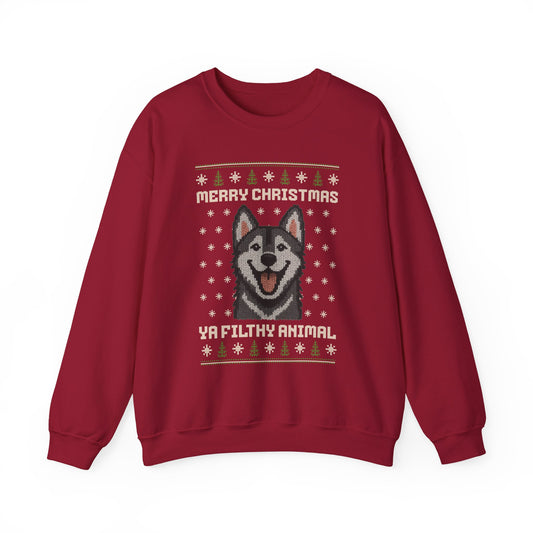 Husky Merry Christmas Ya Filthy Animal Ugly Christmas Sweatshirt