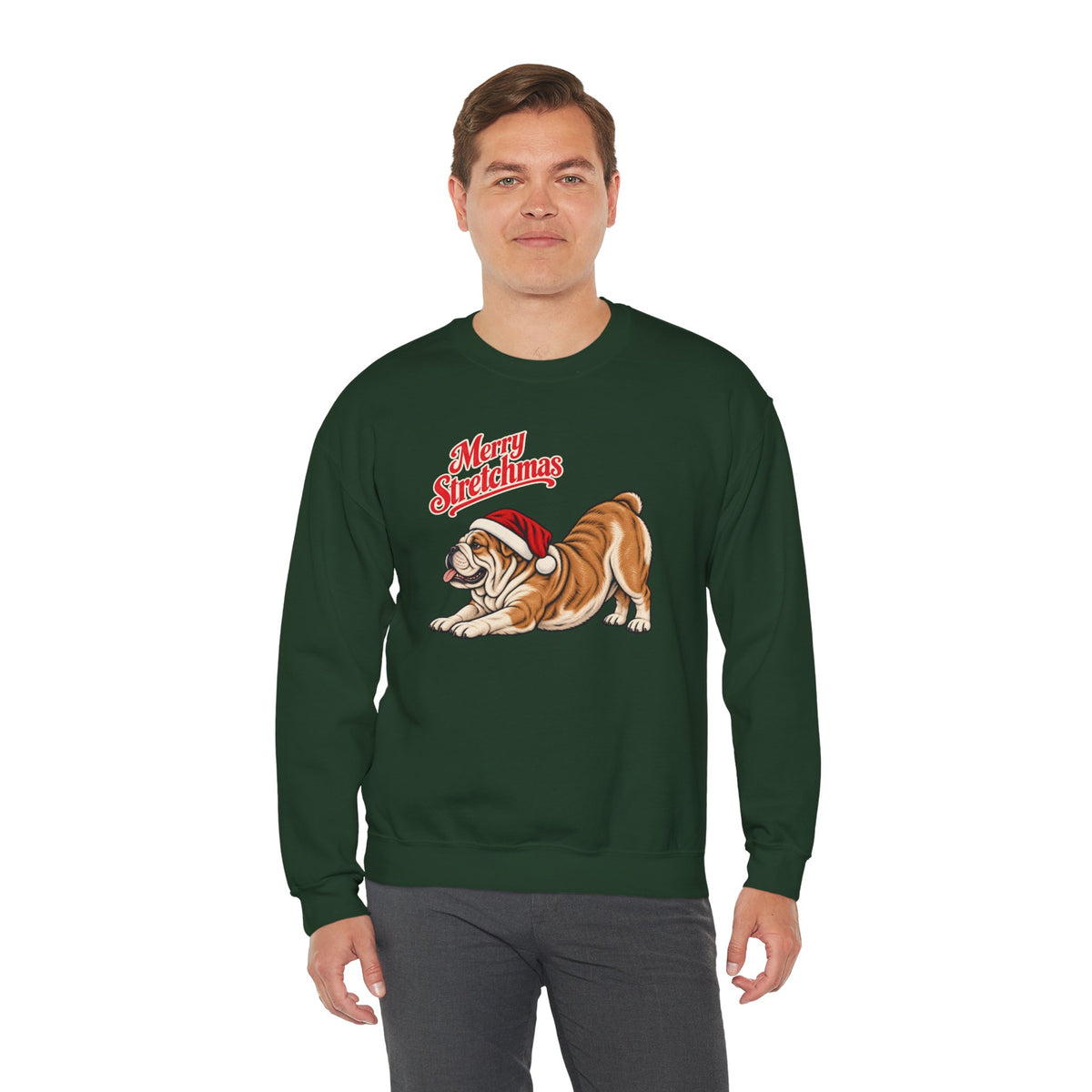 English Bulldog Christmas Sweatshirt | Merry Stretchmas