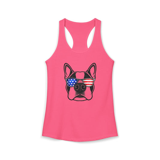 Red, White & BOOP Boston Terrier - Women's Racerback Tanktop
