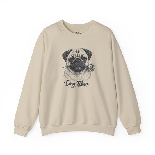 Pug Dog Mom Sweatshirt (Rose Collection)
