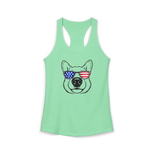 Red, White & BOOP Corgi - Women's Racerback Tanktop