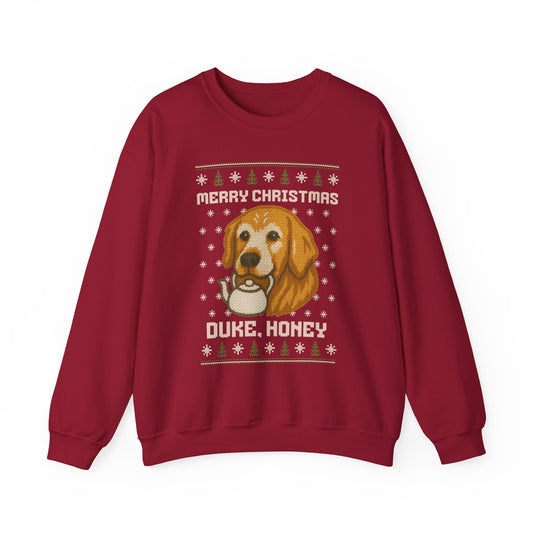 Merry Christmas Duke, Honey Christmas Sweatshirt - Knitted Design