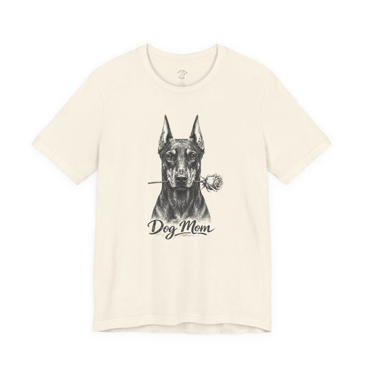 Doberman Dog Mom T-Shirt (Rose Collection) - Cropped Ears