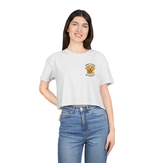 Yellow Lab Don't Stop Retrievin' - Crop Tee