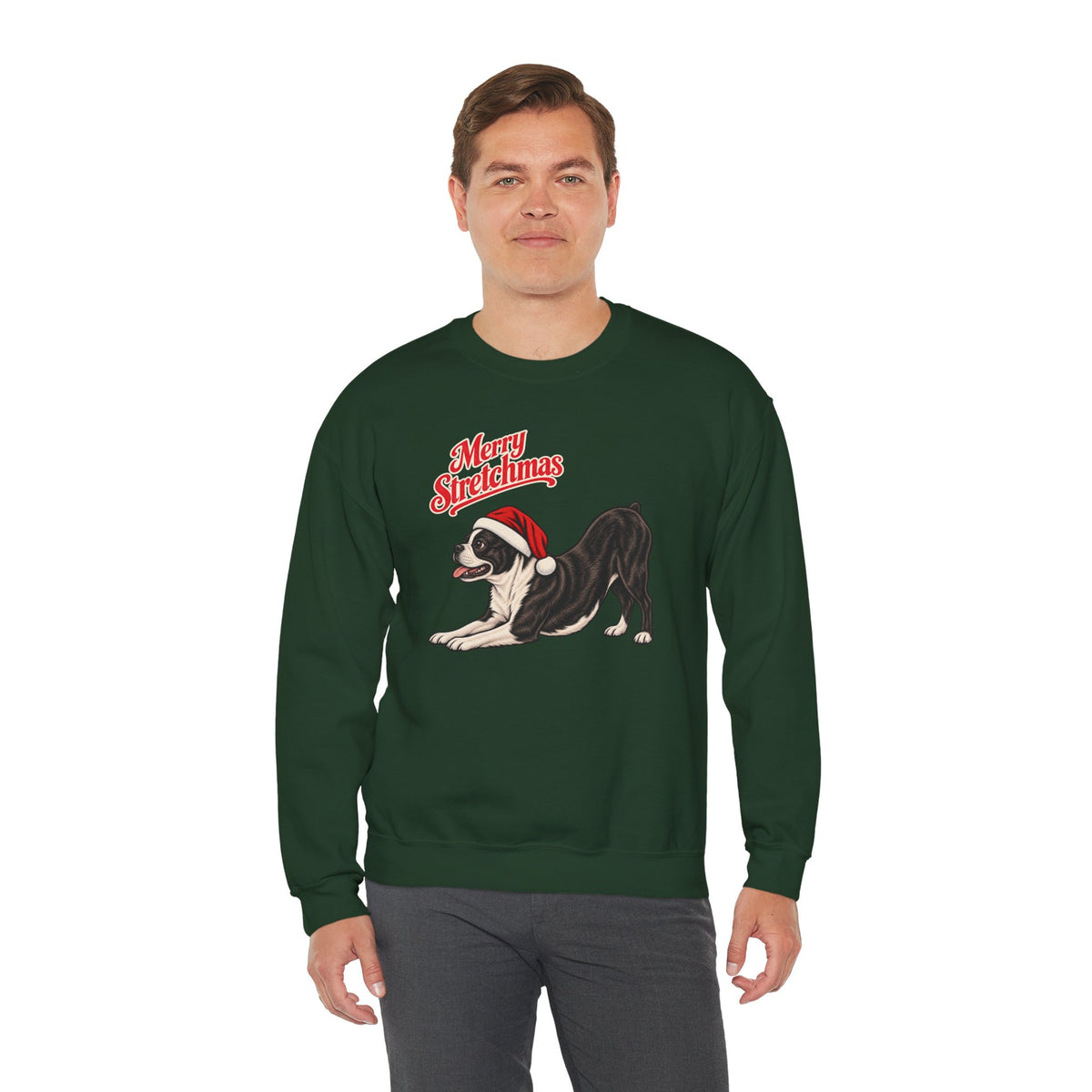Boston Terrier Christmas Sweatshirt | Merry Stretchmas
