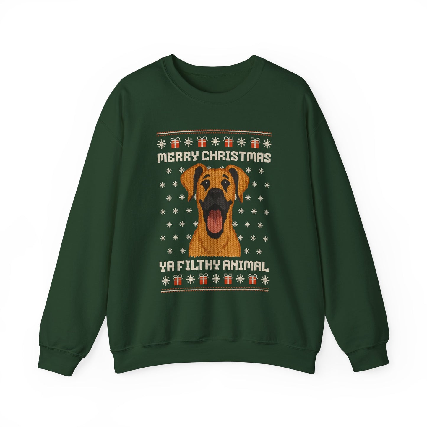 Great Dane Merry Christmas Ya Filthy Animal Ugly Christmas Sweatshirt