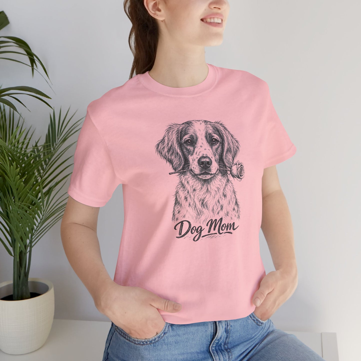 Brittany Dog Mom T-Shirt (Rose Collection)