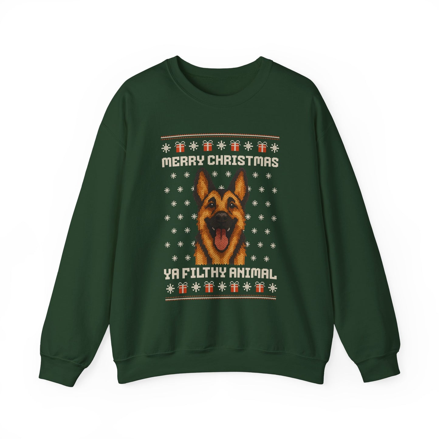 German Shepherd Merry Christmas Ya Filthy Animal Ugly Christmas Sweatshirt
