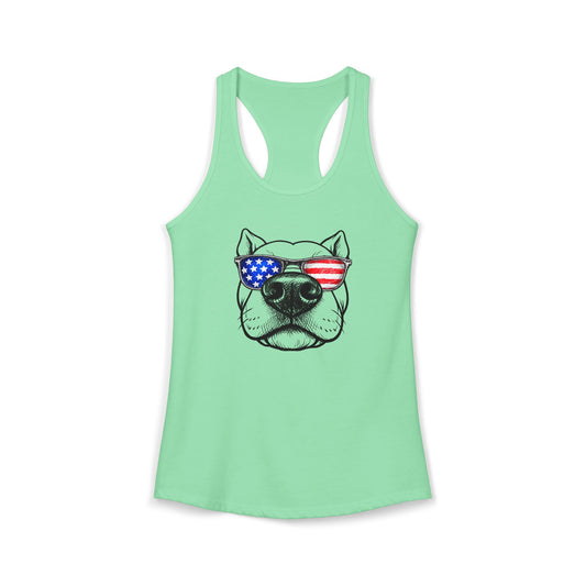 Red, White & BOOP Pit Bull - Women's Racerback Tanktop (Cropped Ears)