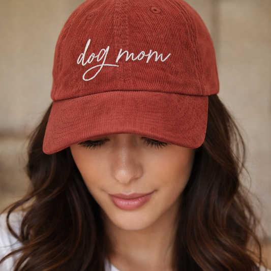 Dog Mom Embroidered Corduroy Hat