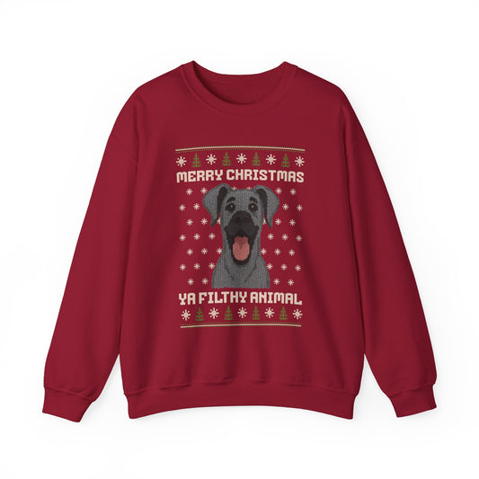 Great Dane Merry Christmas Ya Filthy Animal Ugly Christmas Sweatshirt (Style 2)