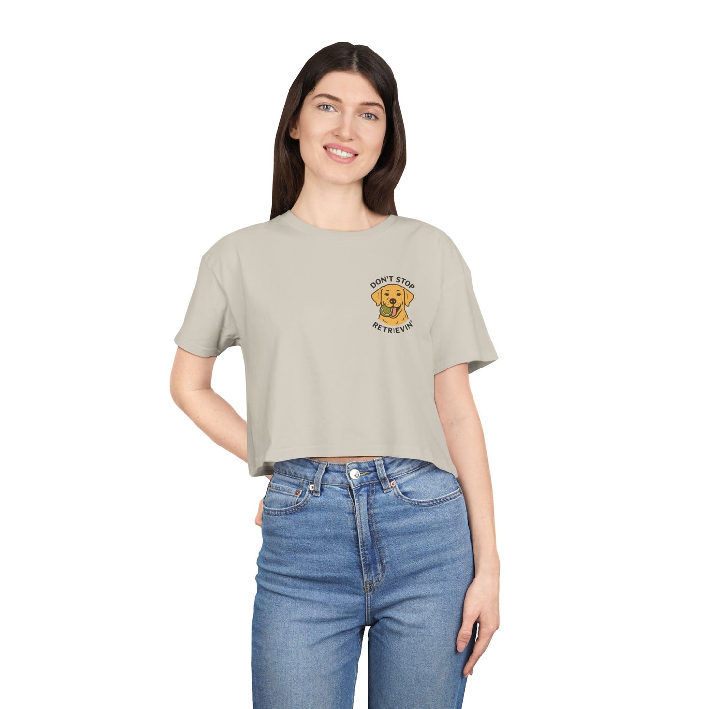 Yellow Lab Don't Stop Retrievin' - Crop Tee