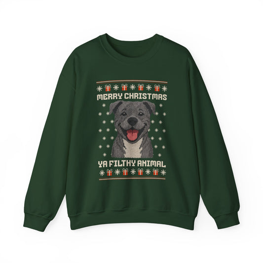 Pit Bull Merry Christmas Ya Filthy Animal Ugly Christmas Sweatshirt