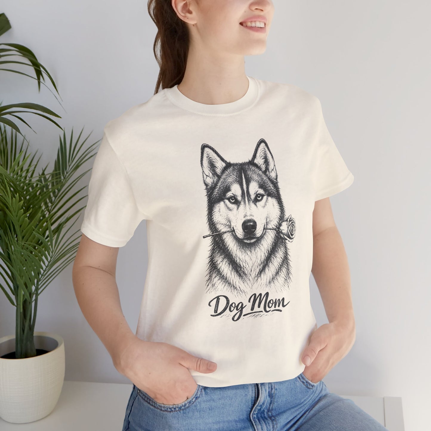 Husky Dog Mom T-Shirt (Rose Collection)