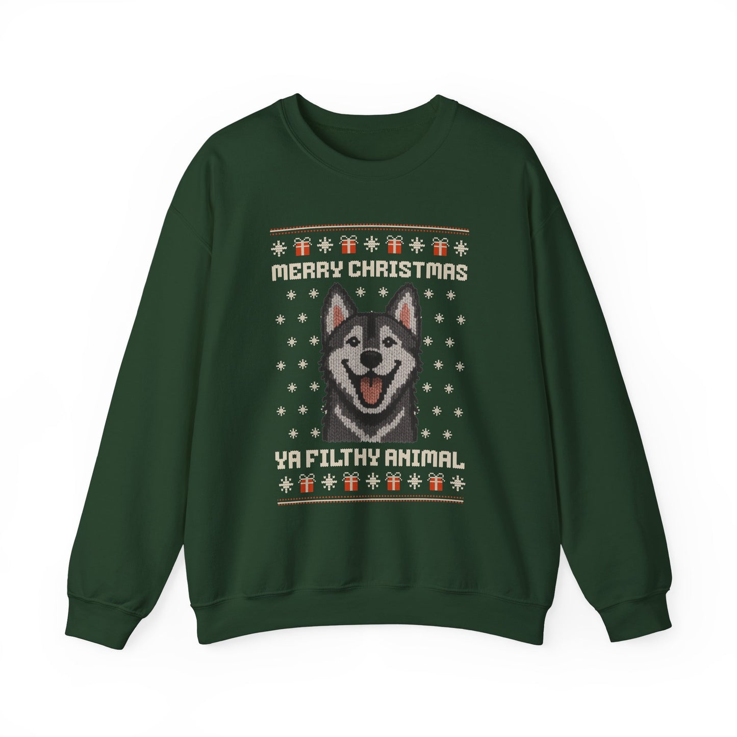 Husky Merry Christmas Ya Filthy Animal Ugly Christmas Sweatshirt