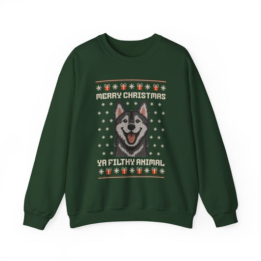 Husky Merry Christmas Ya Filthy Animal Ugly Christmas Sweatshirt