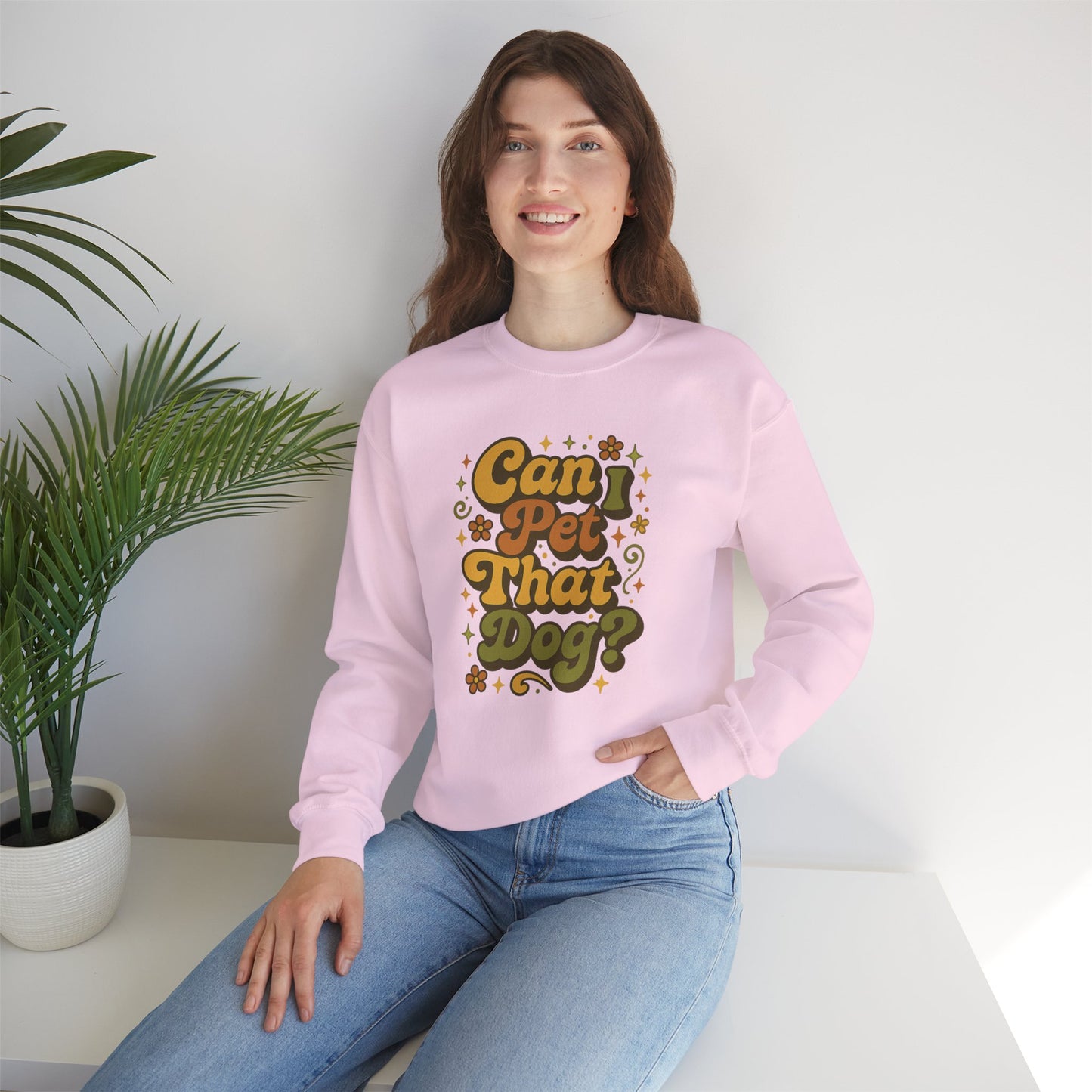 Vintage 70s “Can I Pet That Dog?” Sweatshirt — Retro Dog Lover Sweatshirt