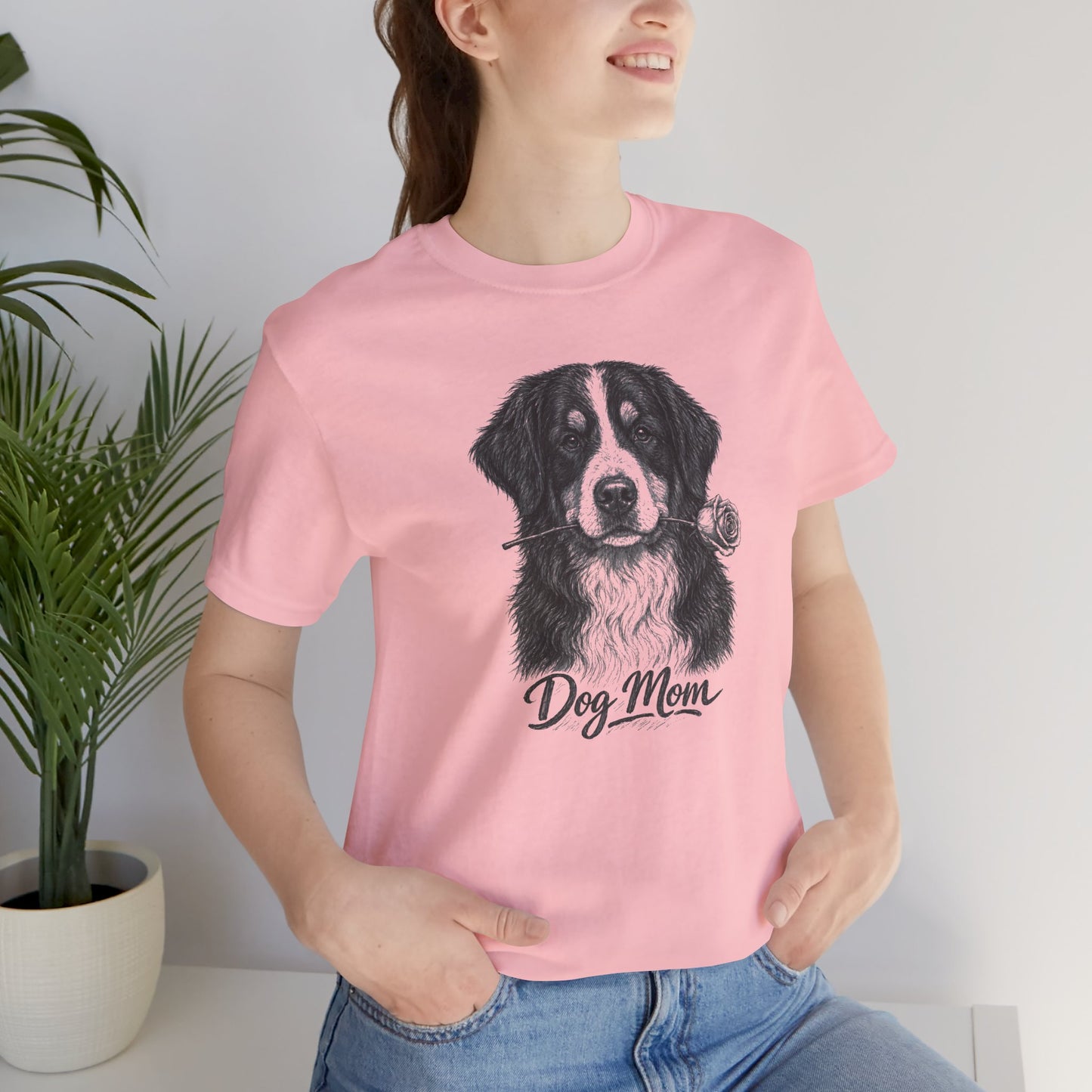 Bernese Mountain Dog Dog Mom T-Shirt (Rose Collection)