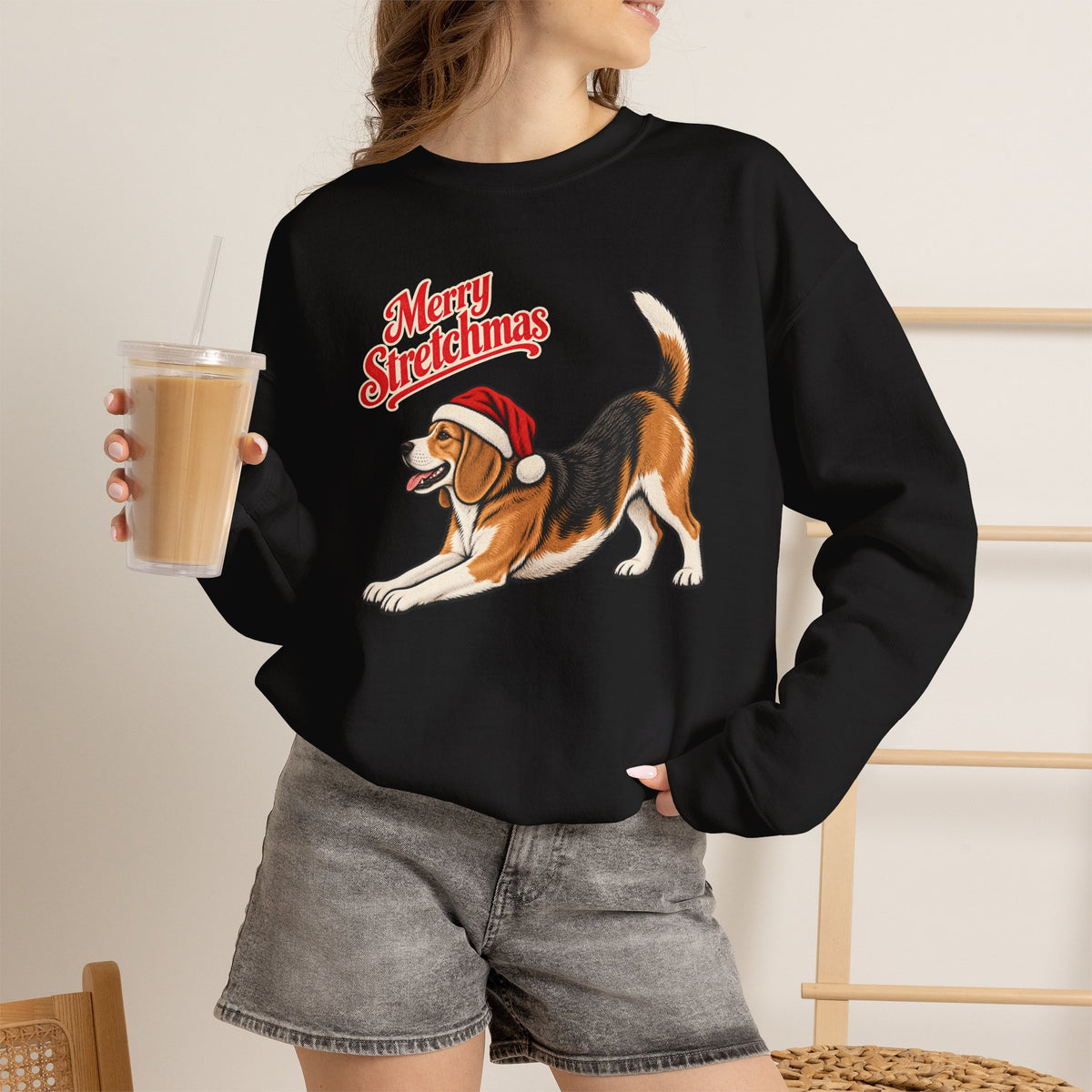 Beagle Christmas Sweatshirt | Merry Stretchmas