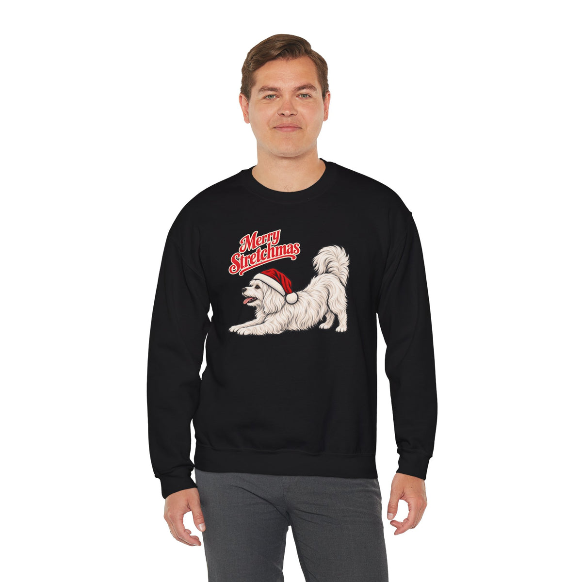 Maltese Christmas Sweatshirt | Merry Stretchmas