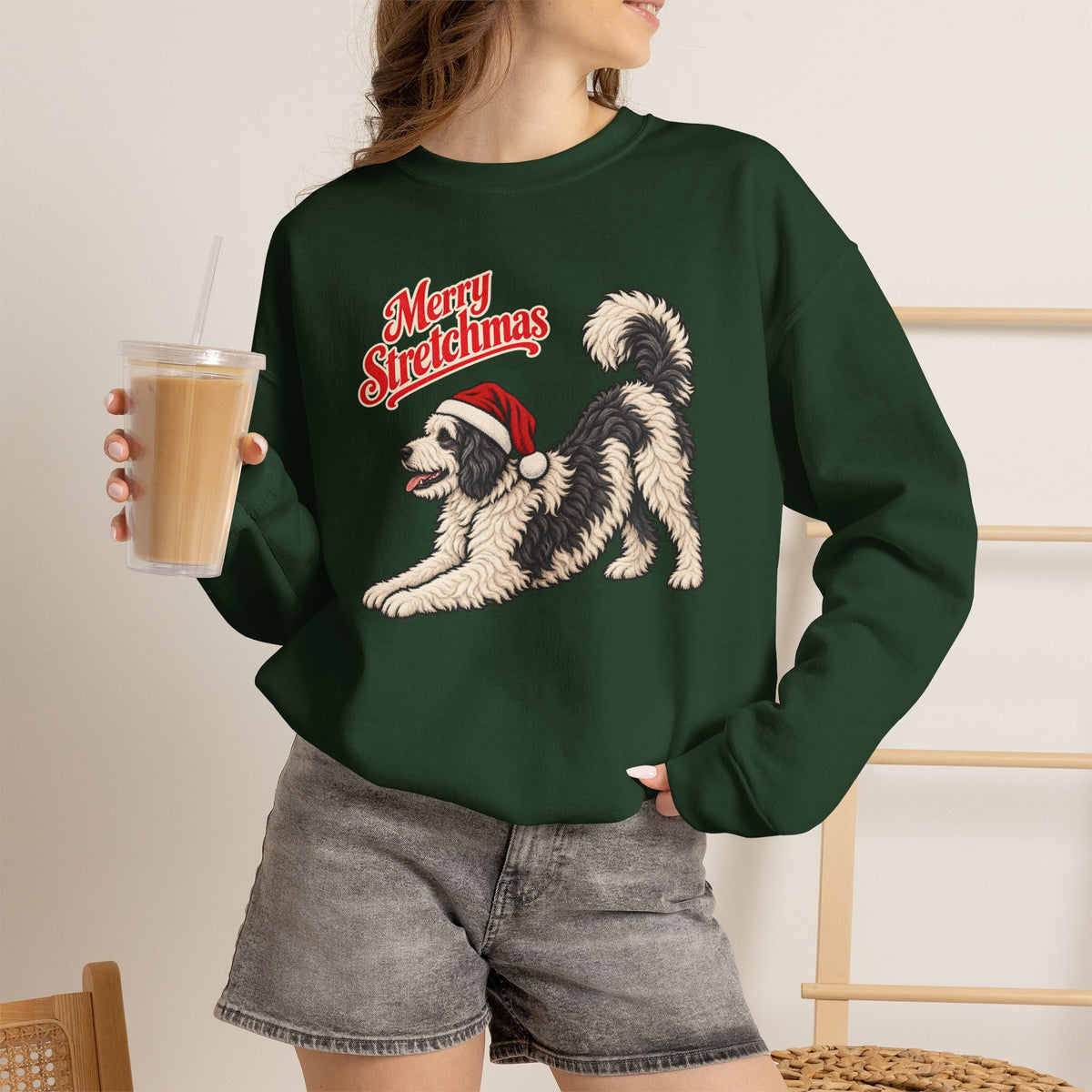 Sheepadoodle Christmas Sweatshirt | Merry Stretchmas
