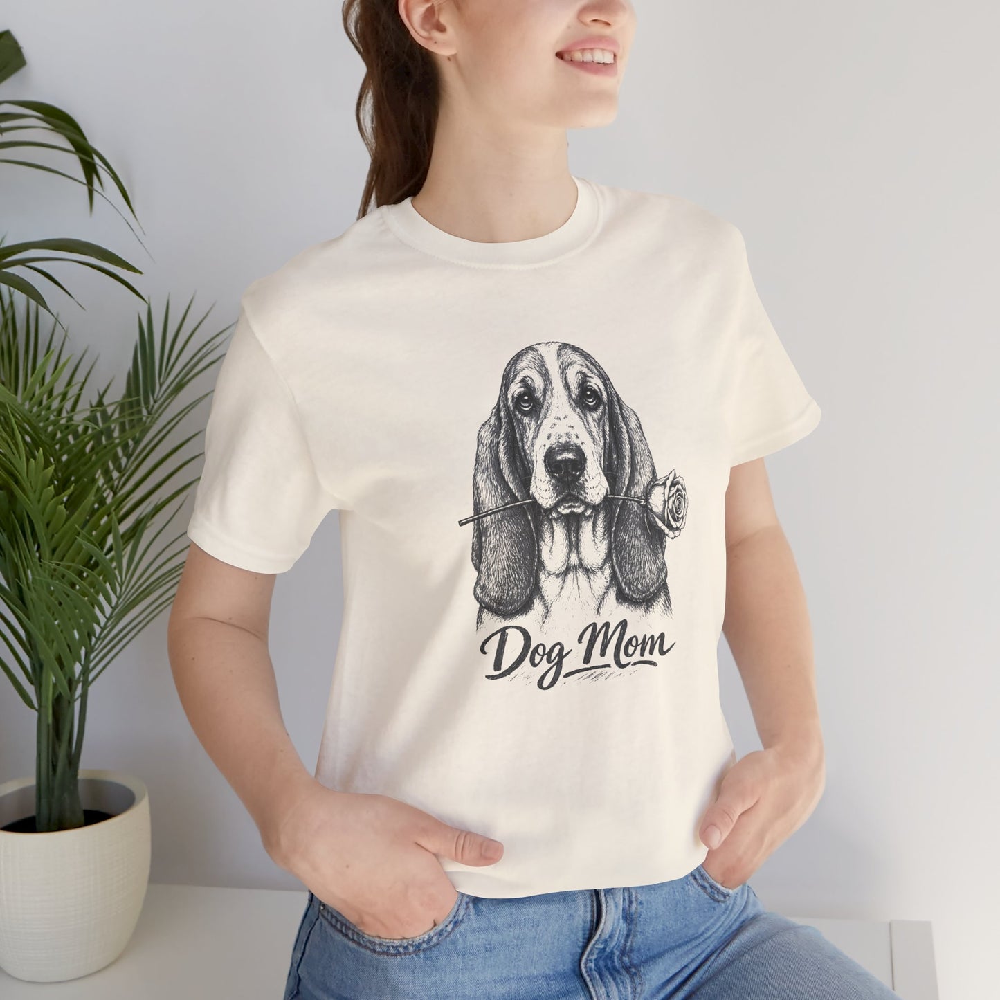 Basset Hound Dog Mom T-Shirt (Rose Collection)