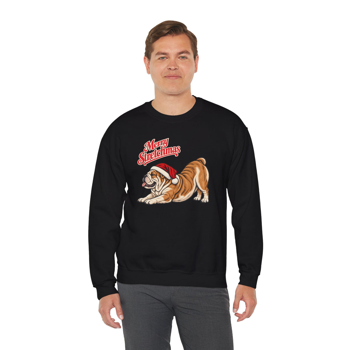 English Bulldog Christmas Sweatshirt | Merry Stretchmas