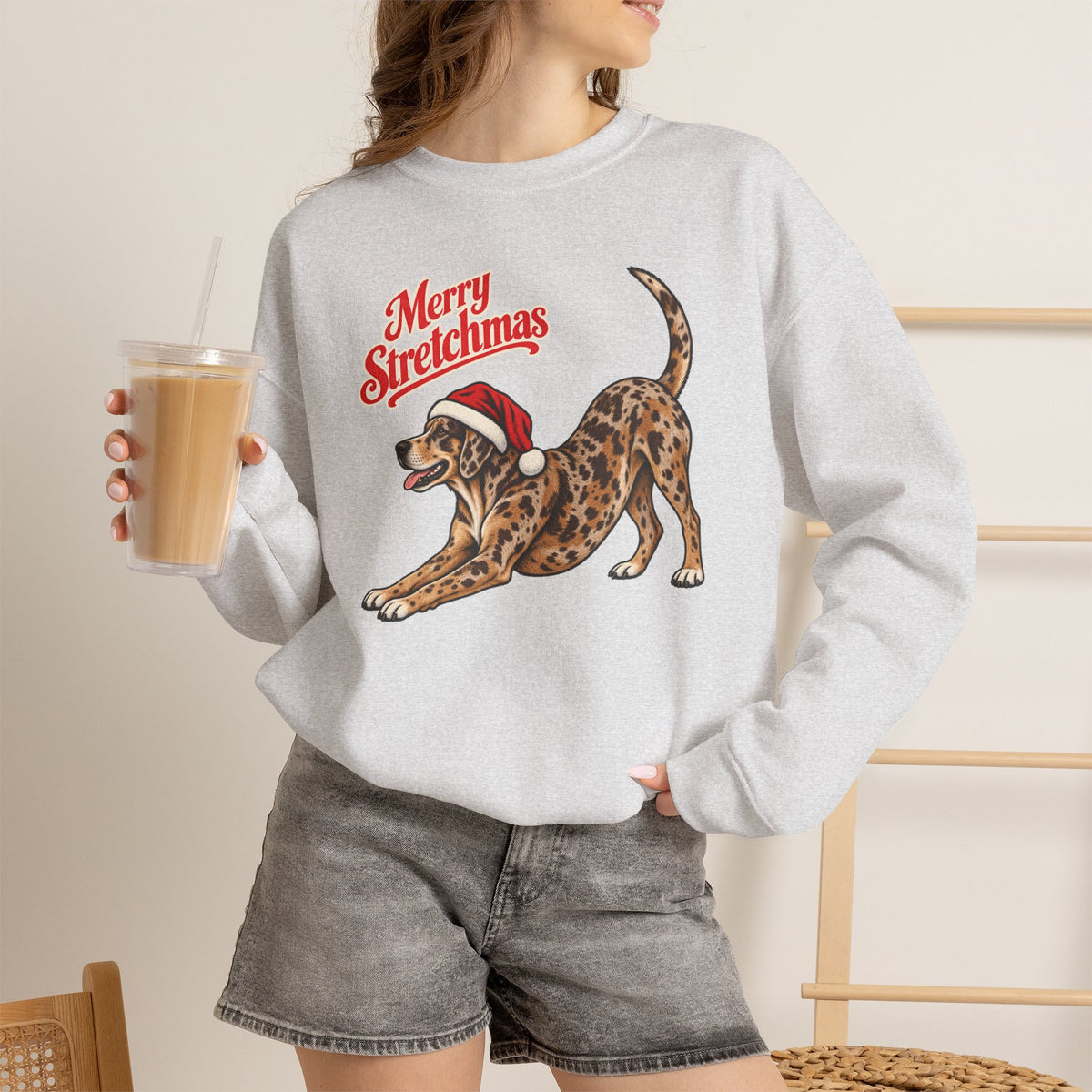 Catahoula Leopard Dog Christmas Sweatshirt | Merry Stretchmas