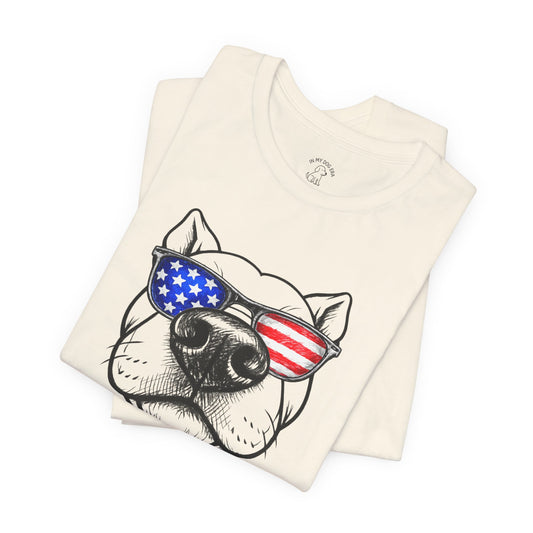 Red, White & BOOP Pit Bull T-Shirt (Cropped Ears)