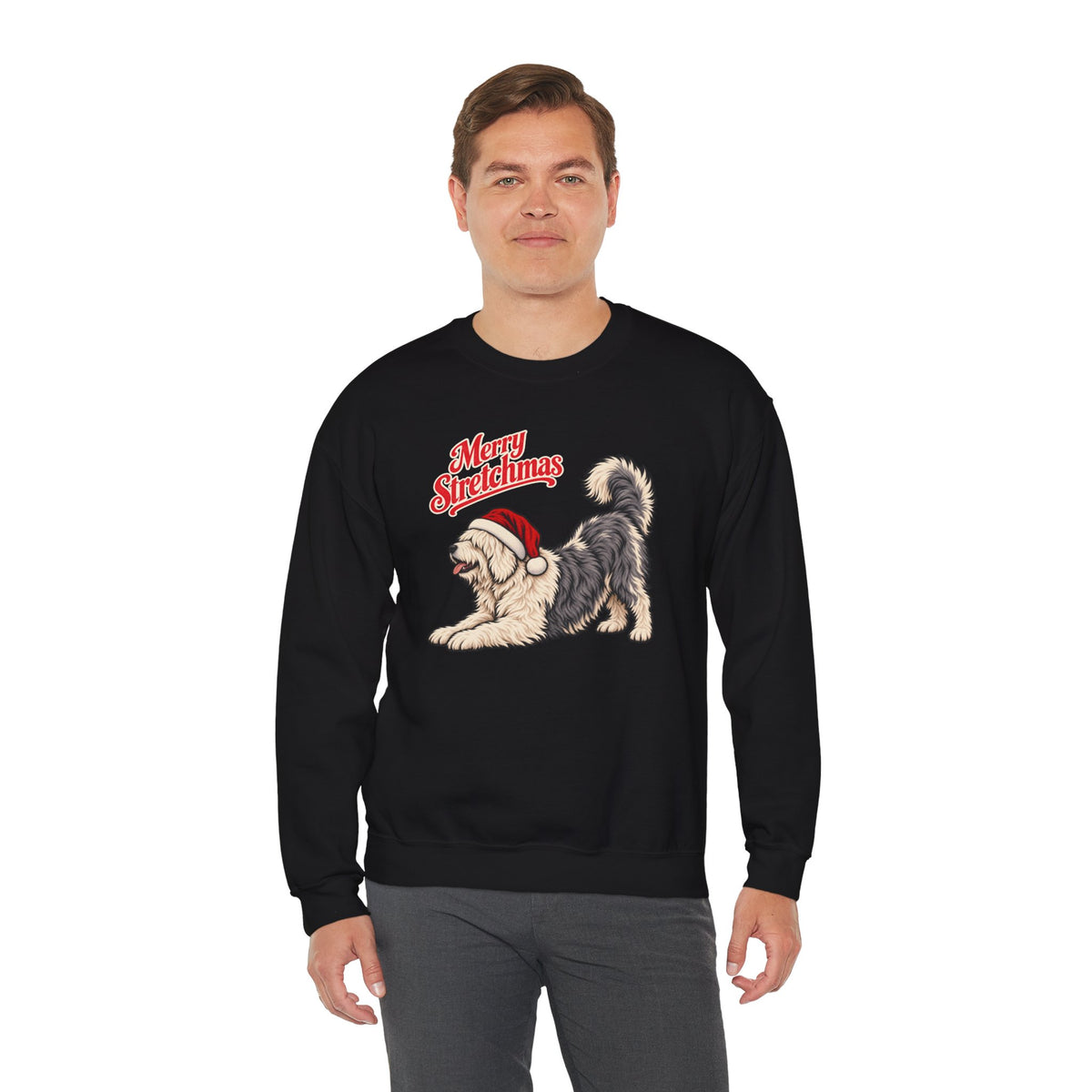 Old English Sheepdog Christmas Sweatshirt | Merry Stretchmas