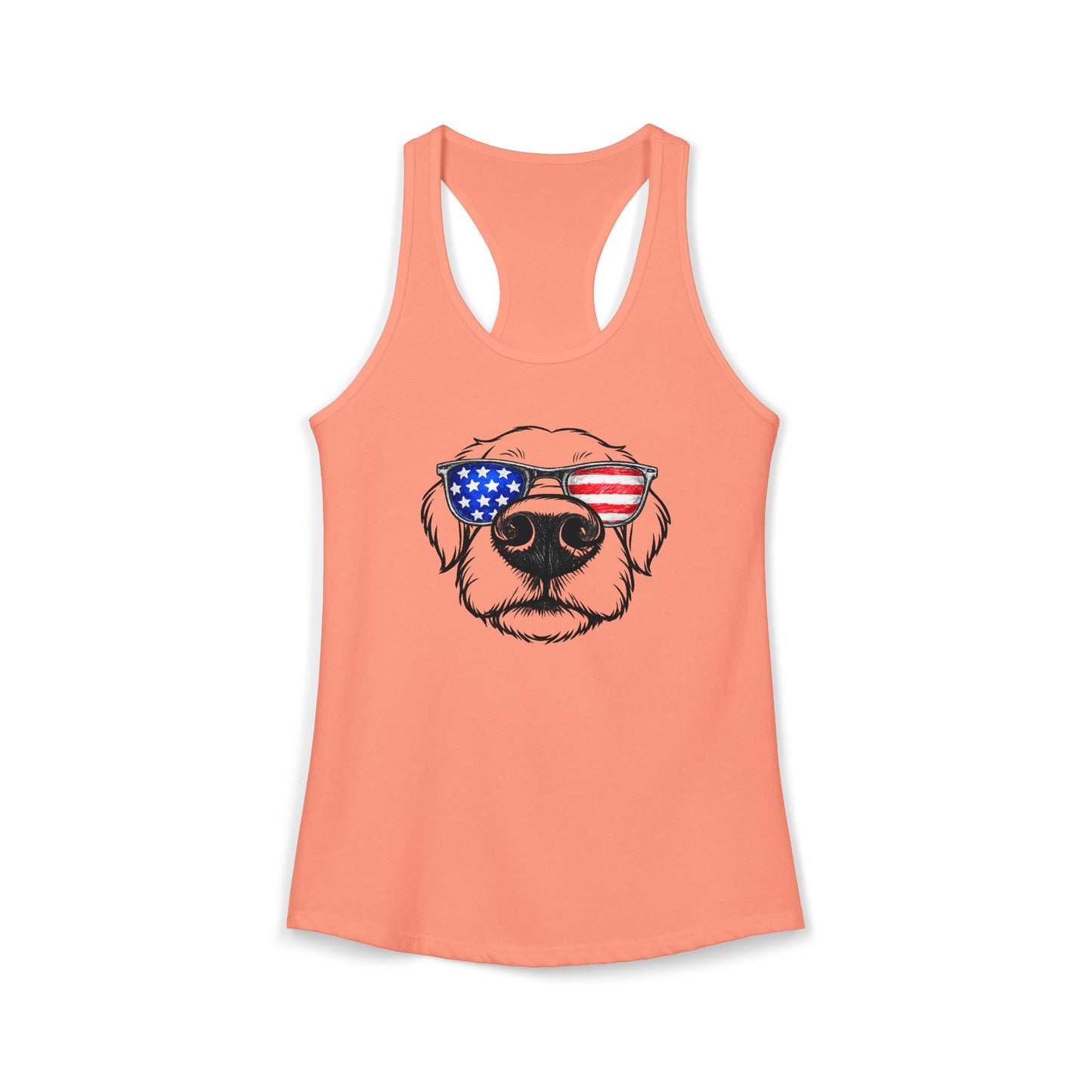 Red, White & BOOP Golden Retreiver - Women's Racerback Tanktop