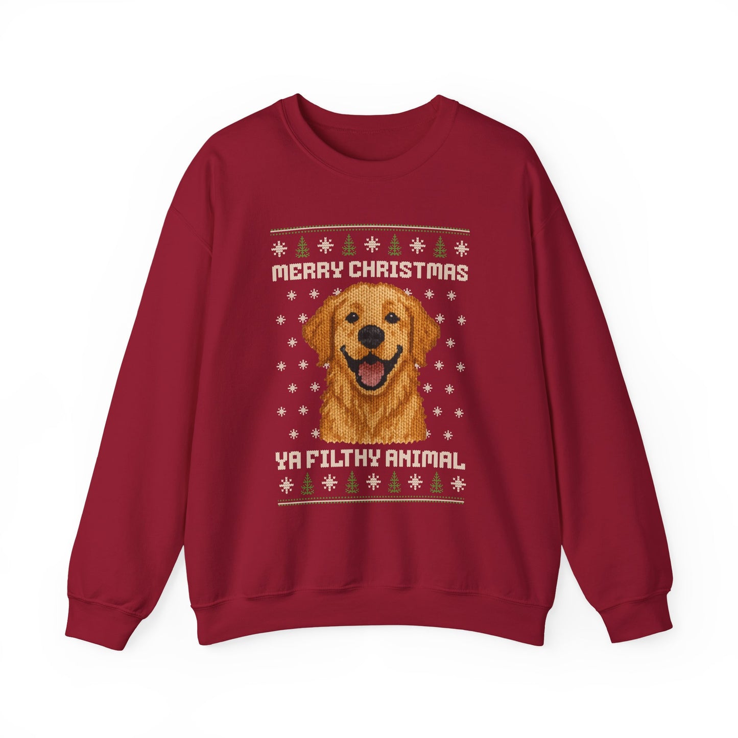 Golden Retriever Merry Christmas Ya Filthy Animal Ugly Christmas Sweatshirt