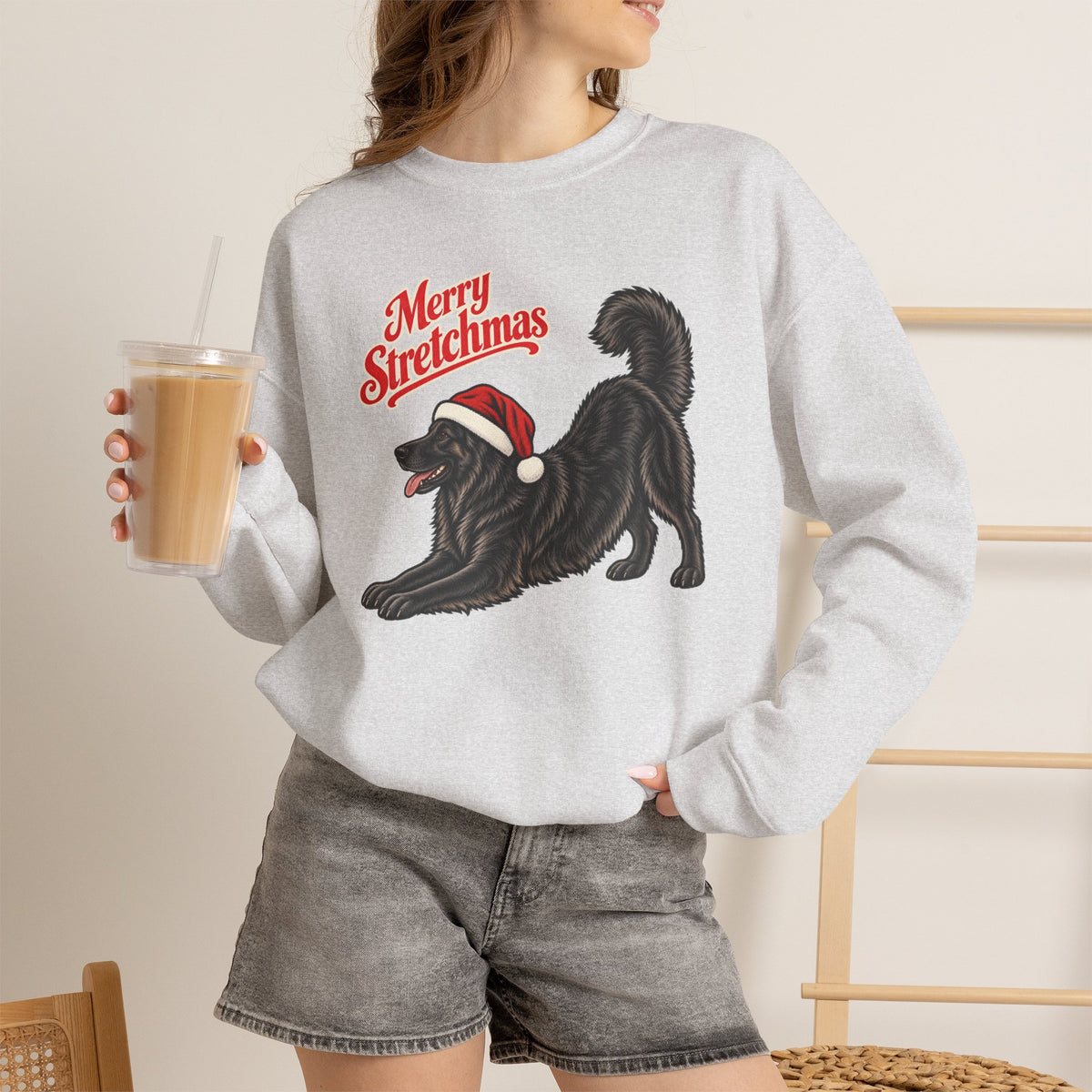 Black German Shepherd Christmas Sweatshirt | Merry Stretchmas