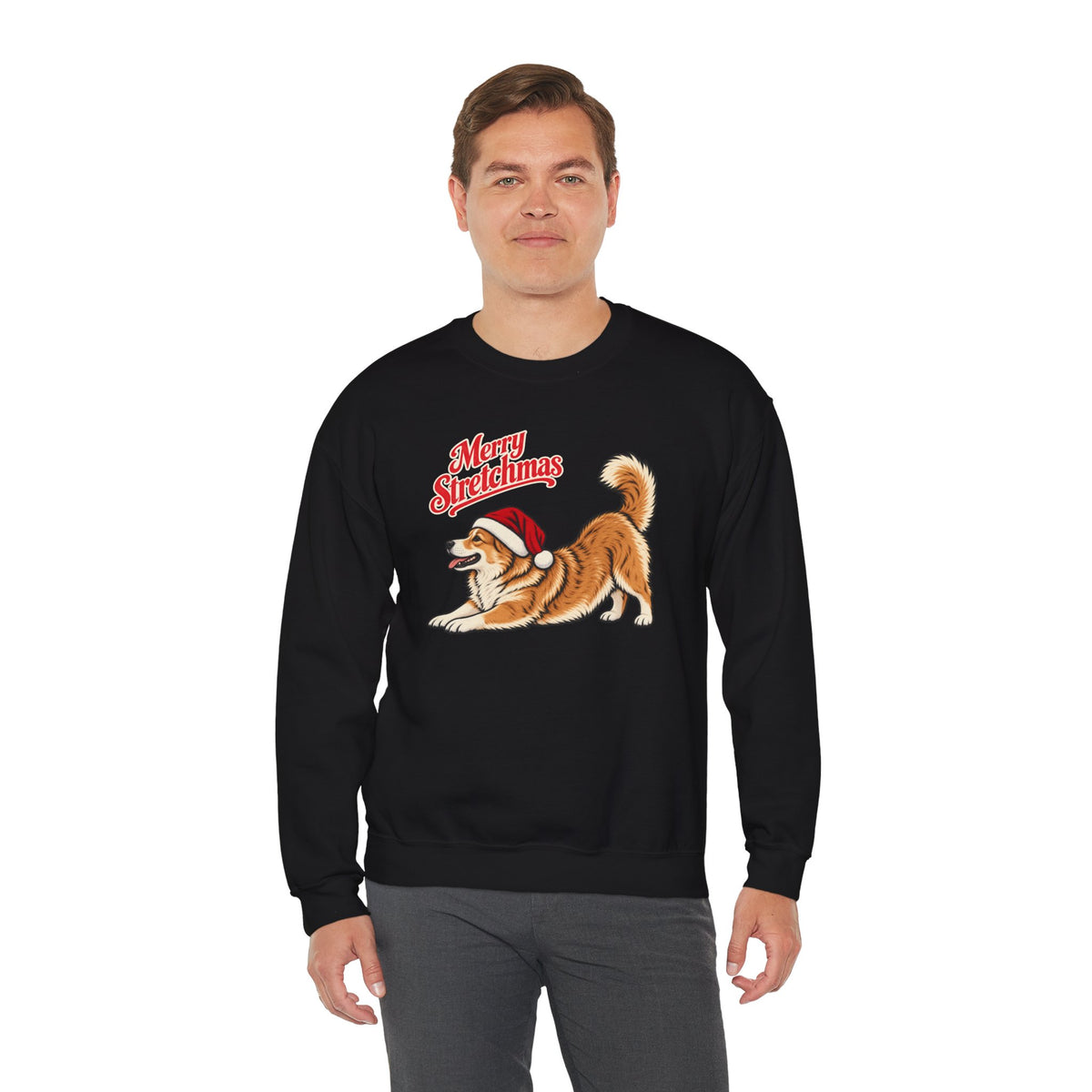 Corgi Christmas Sweatshirt | Merry Stretchmas (Natural Tail)