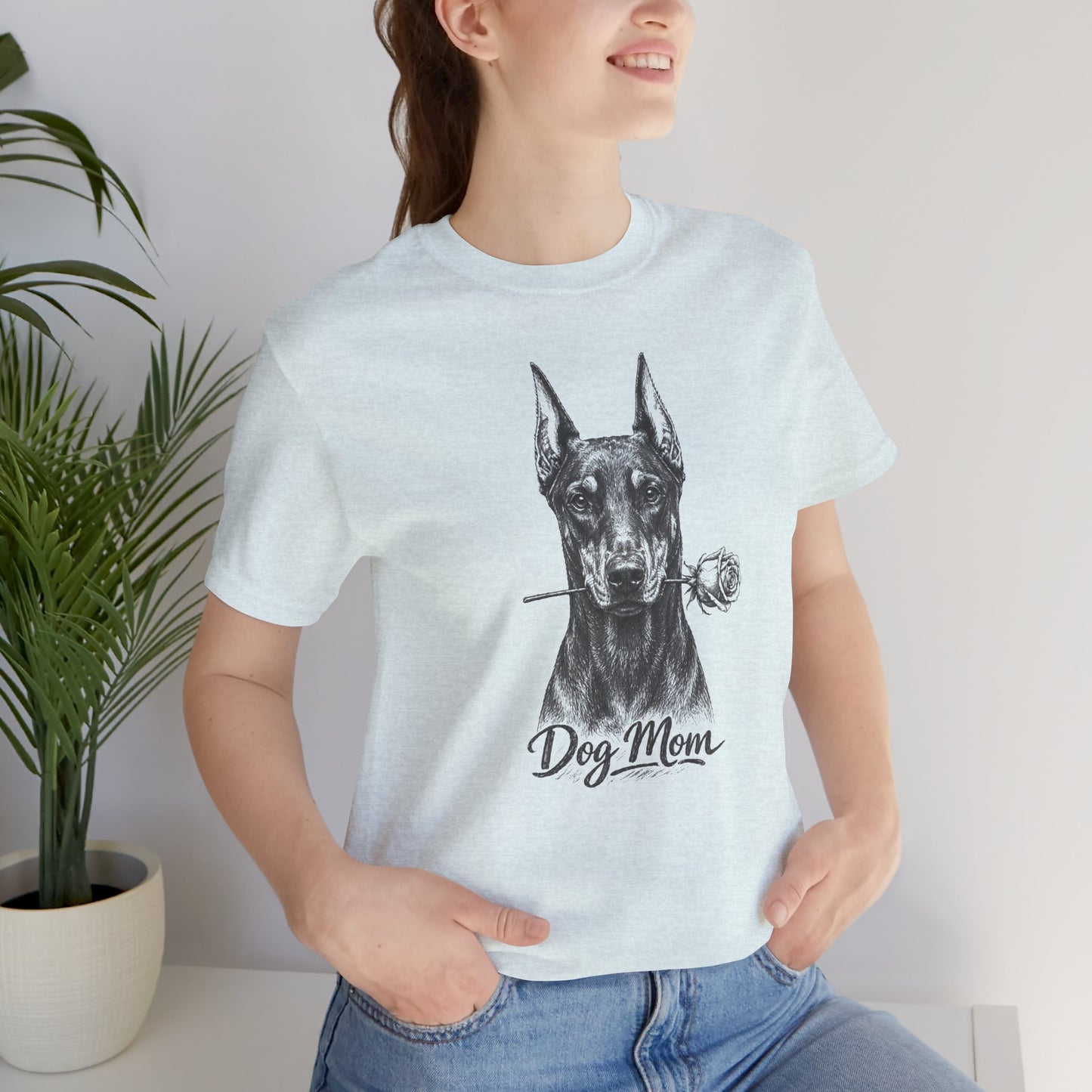 Doberman Dog Mom T-Shirt (Rose Collection) - Cropped Ears