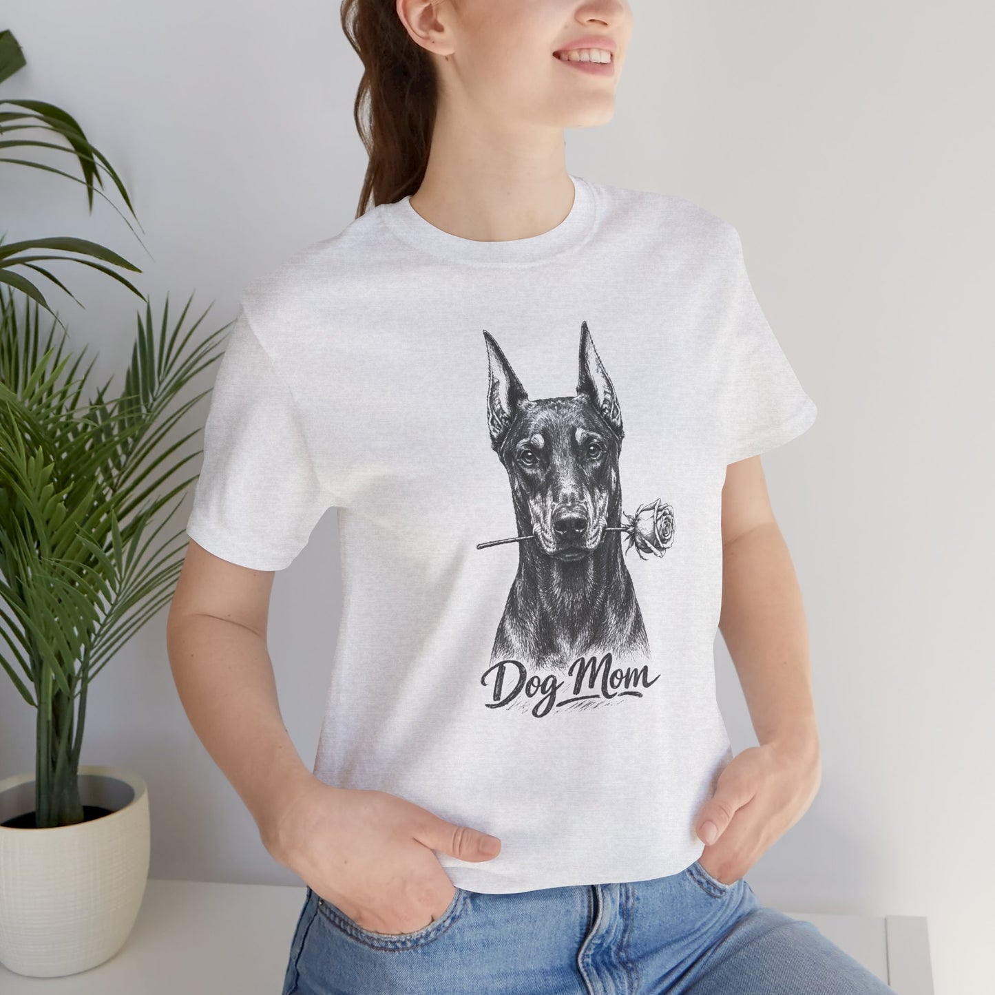 Doberman Dog Mom T-Shirt (Rose Collection) - Cropped Ears