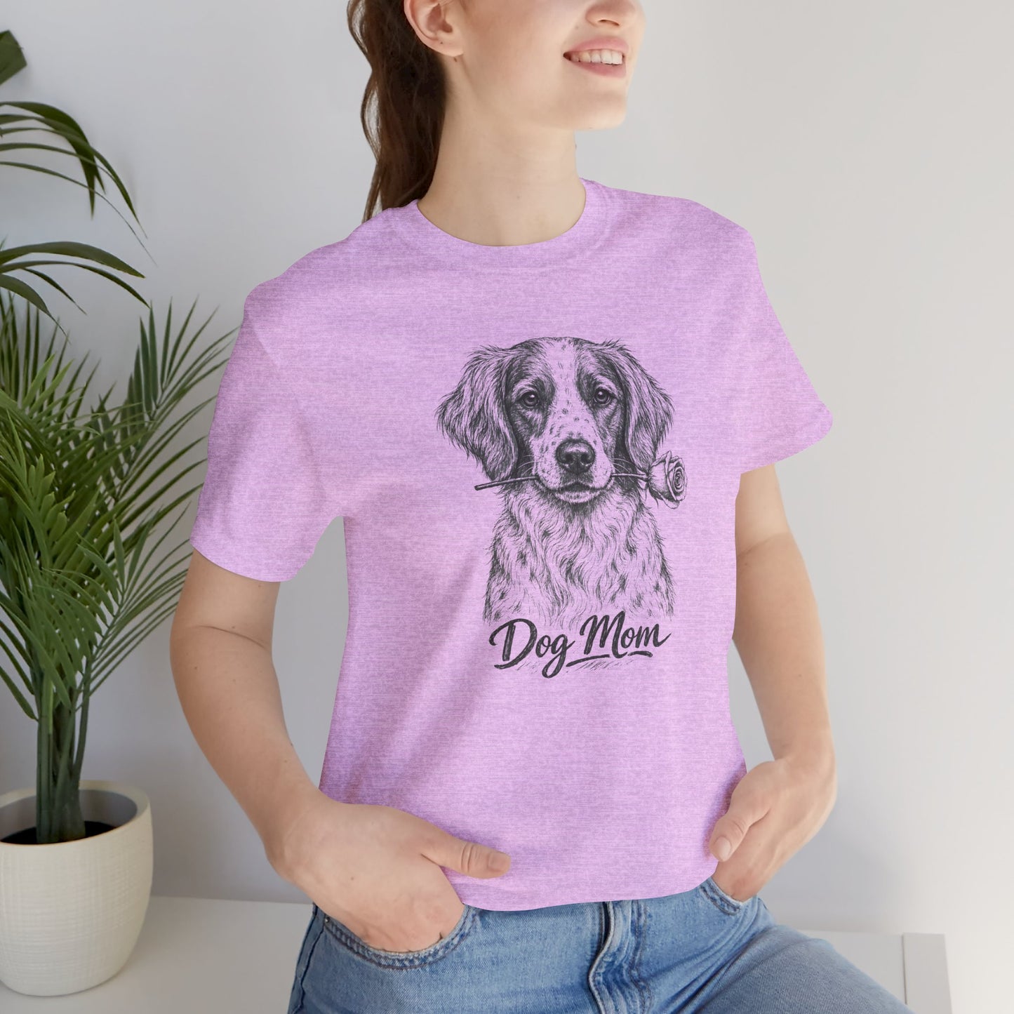 Brittany Dog Mom T-Shirt (Rose Collection)