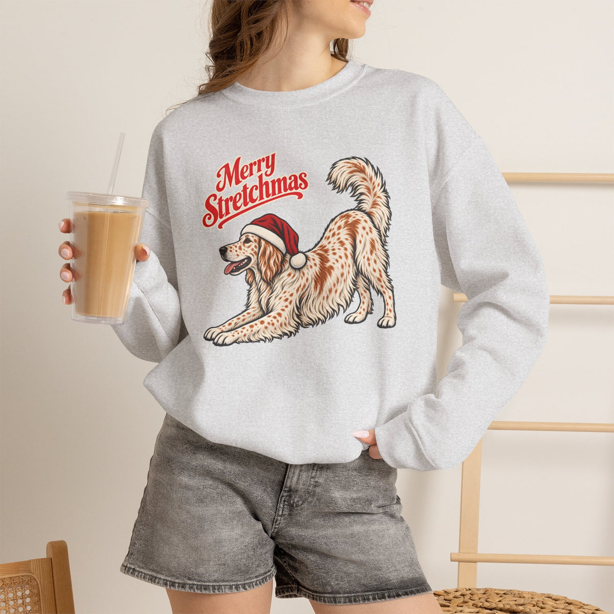 English Setter Christmas Sweatshirt | Merry Stretchmas