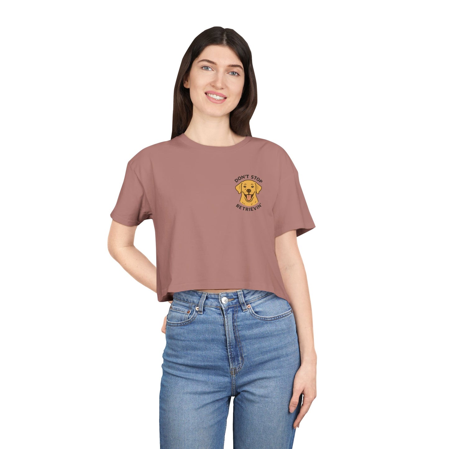 Don’t Stop Retrievin’ Yellow Lab Crop Tee – Funny Labrador Retriever Dog Lover Top