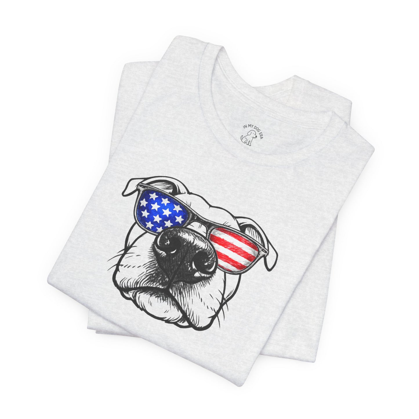 Red, White & BOOP Pit Bull T-Shirt (Natural Ears)