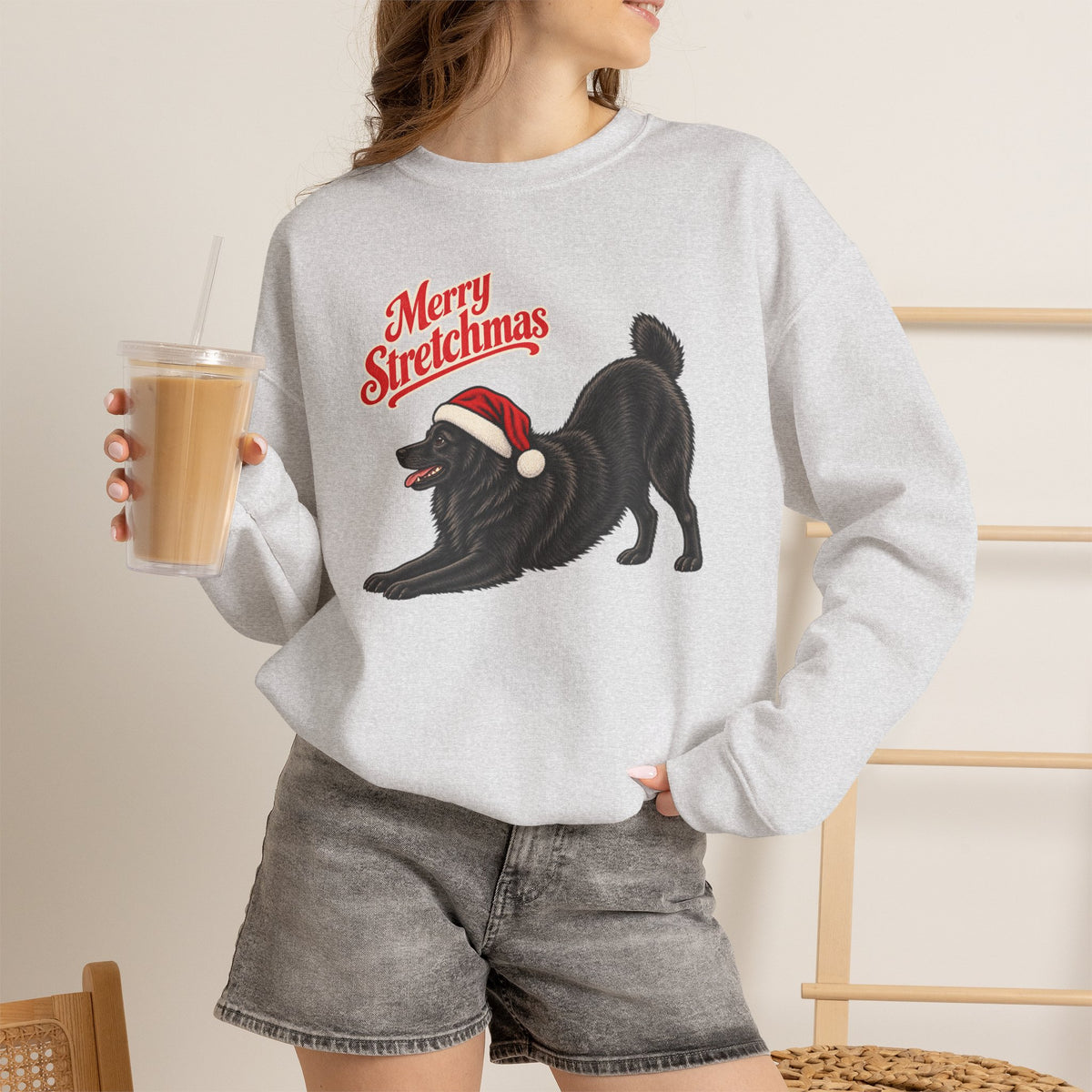 Schipperke Christmas Sweatshirt | Merry Stretchmas