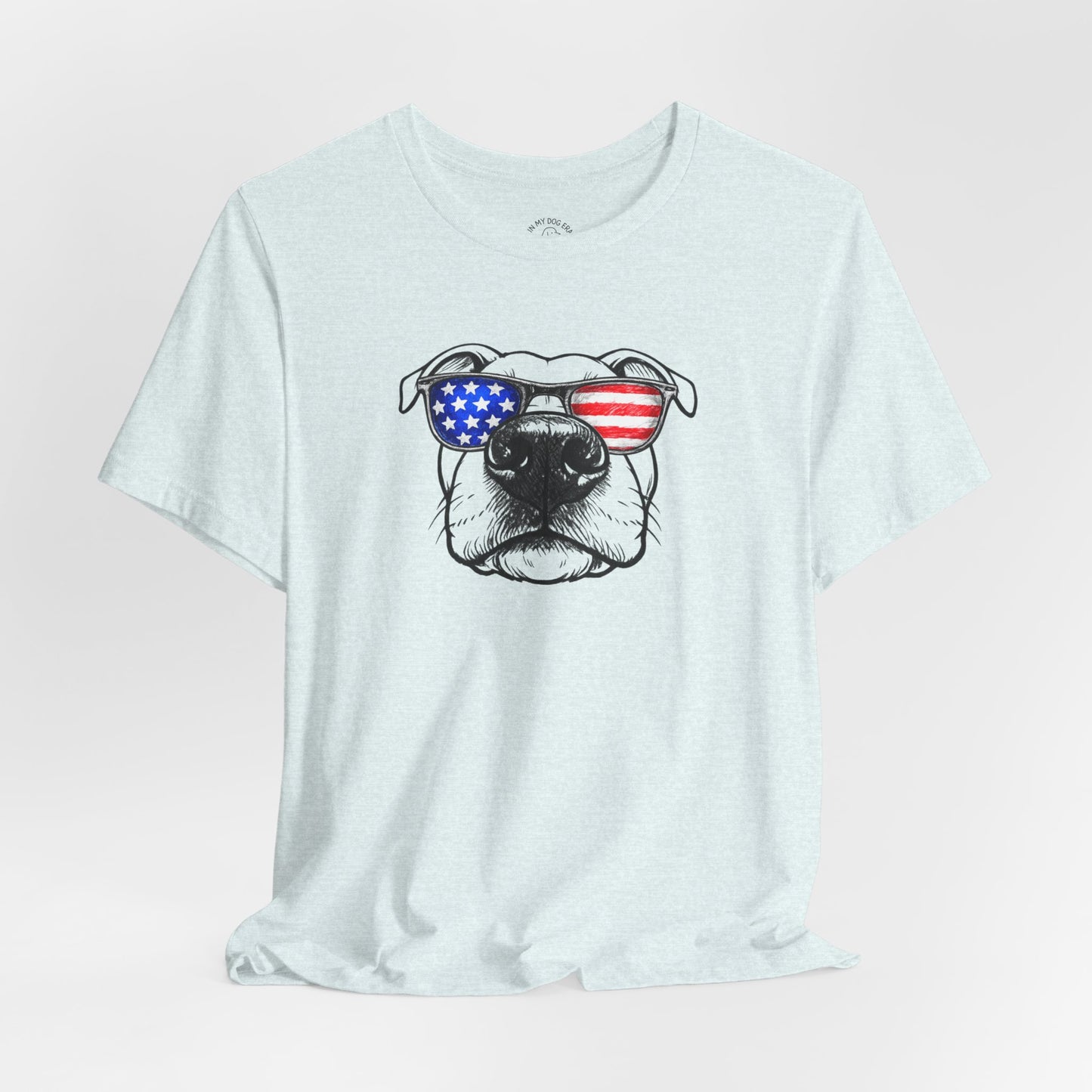 Red, White & BOOP American Staffordshire Terrier T-Shirt (Natural Ears)