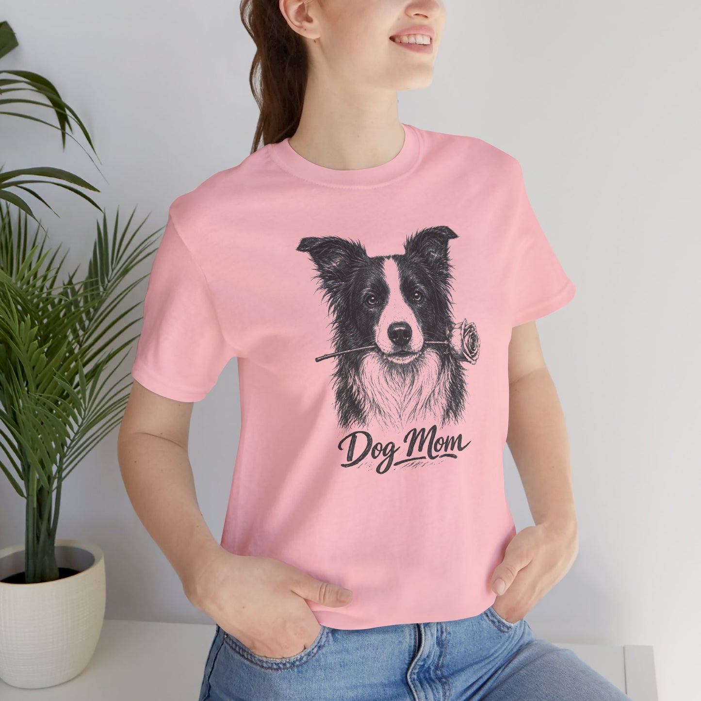 Border Collie Dog Mom T-Shirt (Rose Collection)