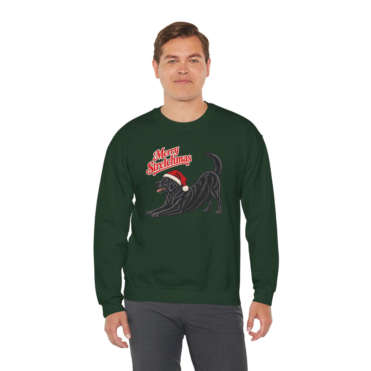 Black Labrador Retriever Christmas Sweatshirt | Merry Stretchmas