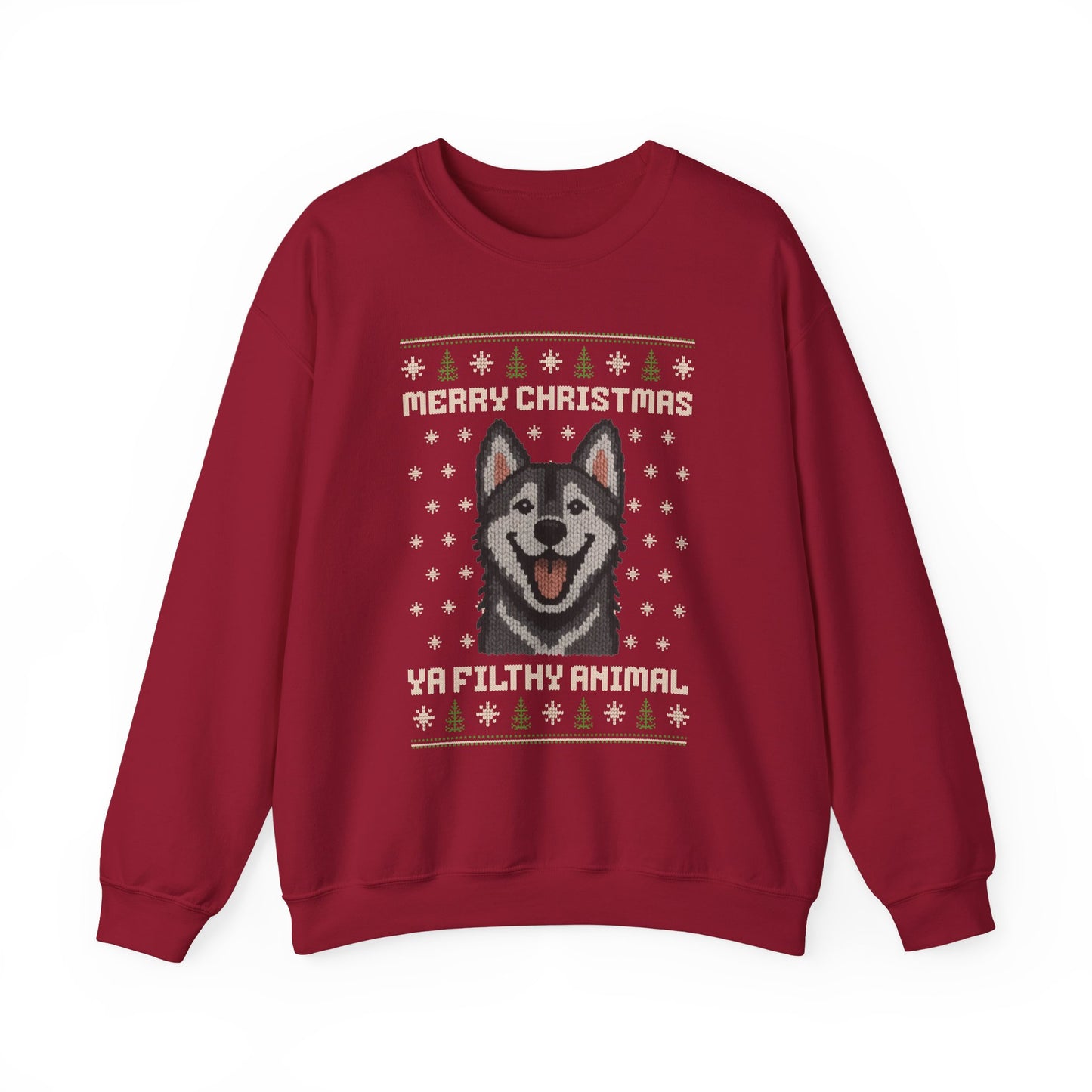 Husky Merry Christmas Ya Filthy Animal Ugly Christmas Sweatshirt