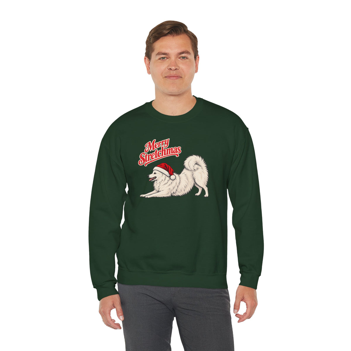 Japanese Spitz Christmas Sweatshirt | Merry Stretchmas