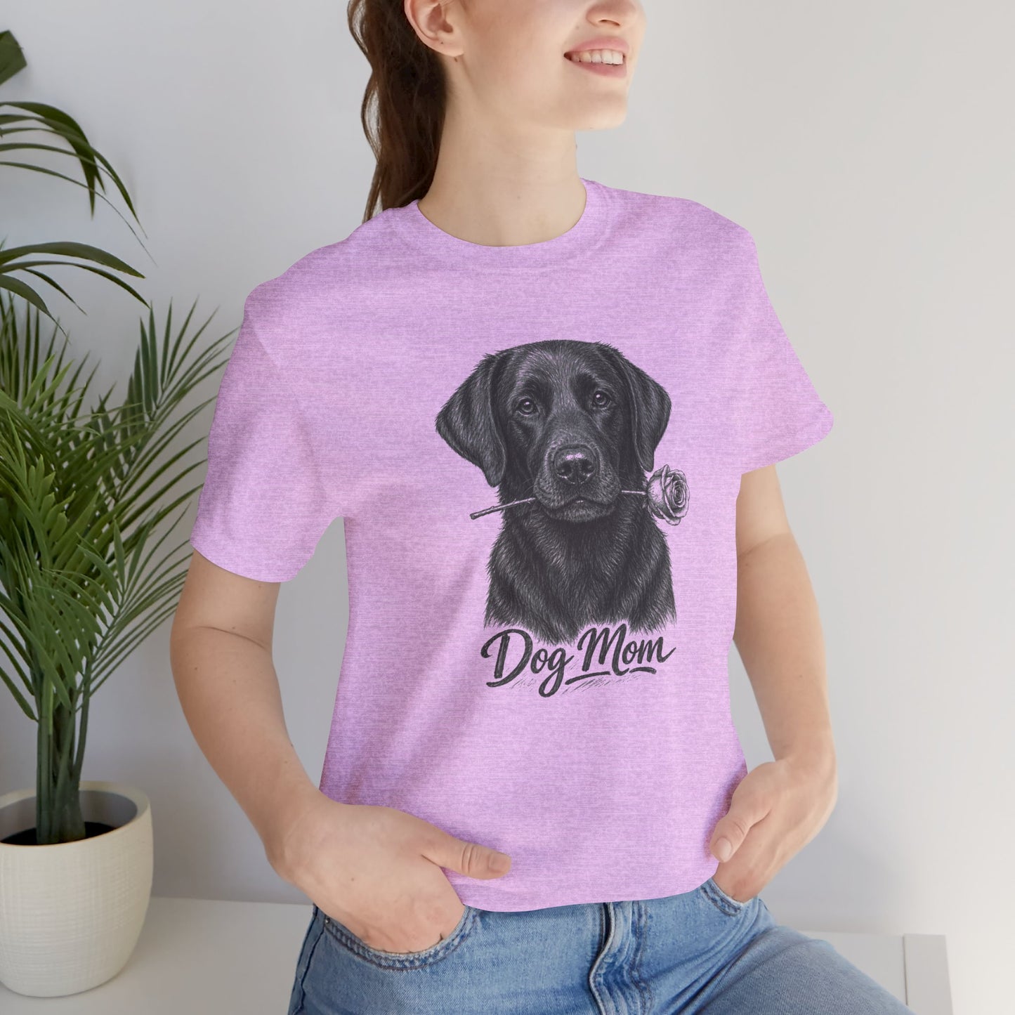 Black Labrador Retriever Dog Mom T-Shirt (Rose Collection)