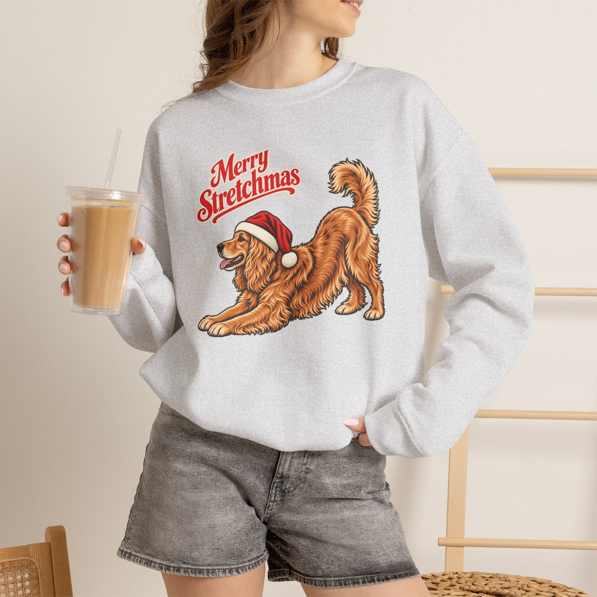 English Cocker Spaniel Christmas Sweatshirt | Merry Stretchmas